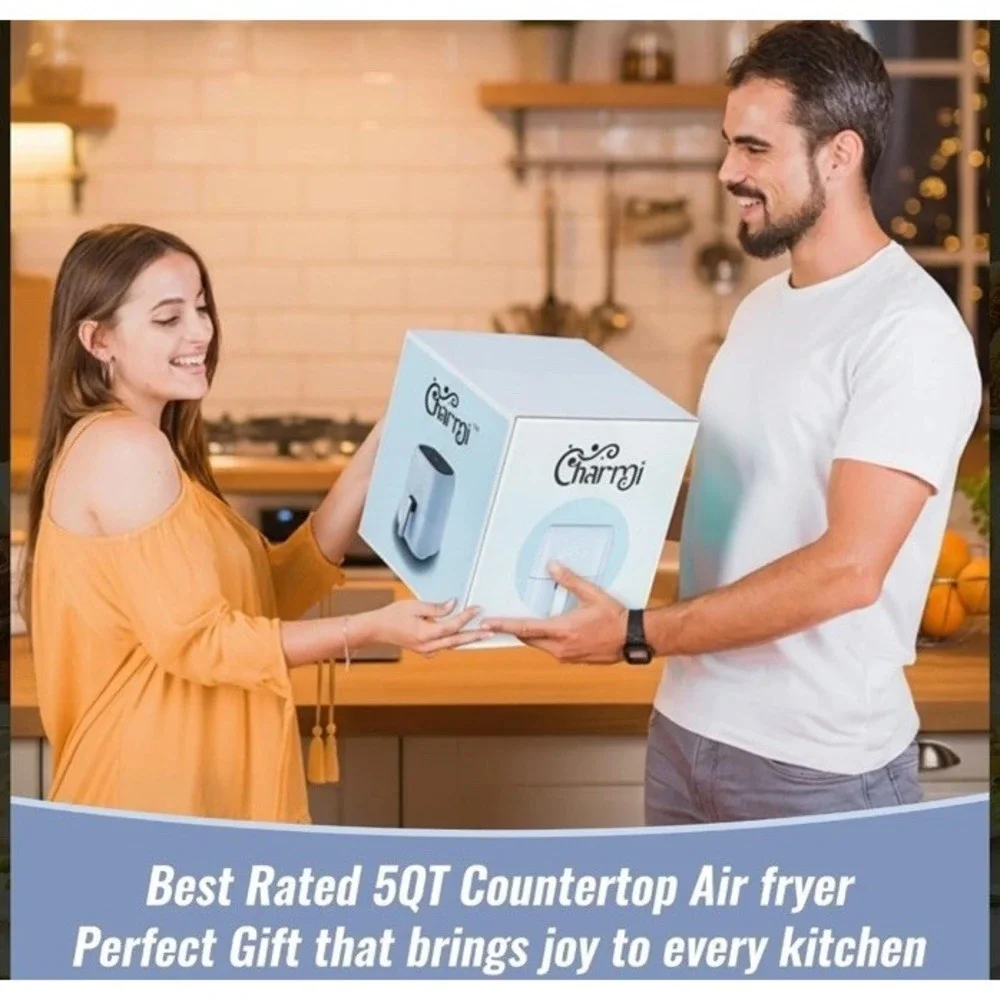 Charmi 5QT Air Fryer Retro Design Stylish Countertop‎ Look In Blue Nonstick NIB